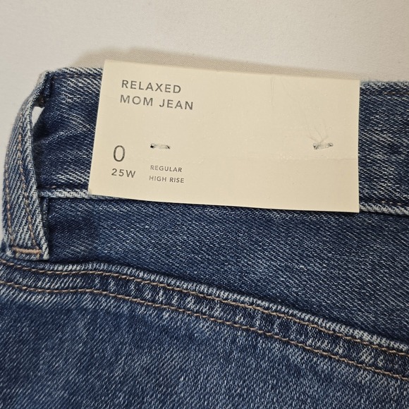 NWT American Eagle Sz 0 25W Relaxed Mom Jeans High Rise Reg Jeans - Picture 12 of 16
